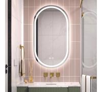 Zhoudong 120cm Dimmerabile Specchio Vanity con Touch Control, LED Ovale Specchio da Bagno a Parete, Specchio Decorativo Anti-Nebbia, Interruttore Tattile(Frontlit,20"x32")