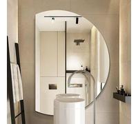 Zhoudong 120cm Specchio da Bagno da Parete con Luce, Mezza Luna Grande Specchio a Figura Intera, Specchio Intelligente Anti-Appannamento Dimmerabile(Left cut,120 * 80cm)