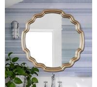 Zhoudong 65/80cm Specchio Barocco Vintage Oro, Specchio Cosmetico Impermeabile Classico Anticato, Rotondo, per Bagno Camera da Letto Trucco(Silver,80cm/32in)