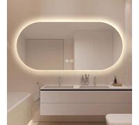 Zhoudong 70×120cm Specchio Illuminato a LED Ovale, Specchio Vanity Bagno Retroilluminato con Luce Dimmerabile, Anti-Nebbia, Specchietti da Parete Touch Control(Horizontal,60 * 90cm)