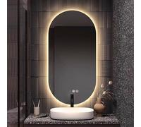 Zhoudong 70×120cm Specchio Illuminato a LED Ovale, Specchio Vanity Bagno Retroilluminato con Luce Dimmerabile, Anti-Nebbia, Specchietti da Parete Touch Control(Vertical,60 * 90cm)