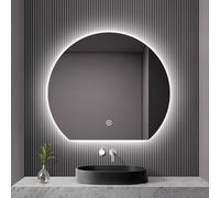 Zhoudong 70×80cm Specchio Retroilluminato Bagno Mezza Luna da Parete, 80×90cm Grande Specchio Cosmetico LED Semicerchio con Anti-Nebbia, 3 Colori di Luce(Under cut,32 * 36inch)