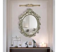 Zhoudong 70 * 90cm Specchio Vanity Vintage Elegante a Parete, 54 * 75cm Specchio Anticato Ornato Ovale, Stile Europeo Cornice in PU, per la Rasatura del Trucco(Champagne,70 * 90cm)