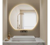 Zhoudong 90/100cm Specchio Semicerchio da Parete Intelligente con Luce LED, Grand Specchi Decorativi Anti-Appannamento da Bagno, 3 Colori Dimmerabile(Backlit,80x90cm)