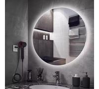 Zhoudong 90×90cm Moderno Specchio Vanity Bagno, Rotondo Specchio da Trucco a Parete con Luce LED, Anti-Nebbia, 3 Colori Dimmerabile Specchio Decorativo(36"/90cm)