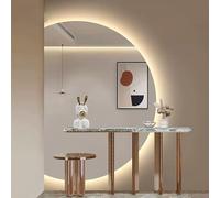 Zhoudong Anti-Appannamento Specchio Semicerchio da Bagno, 3 Colori di Luce Dimmerabile Specchio Cosmetico con Controllo Tattile, LED Retroilluminato(Right semicircle,51"x35")