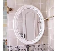 Zhoudong Anticato Specchio Decorativo da Parete 58x72cm, Classico Barocco Specchio Cosmetico con Cornice PU, Ovale, per Decorazioni Casa, Camera da Letto e Soggiorno(White)