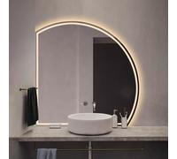 Zhoudong Dimmerabile Specchio da Trucco per Bagno, Semicerchio Specchio Cosmetico con Anti-Appannamento, 90cm Specchio da Parete Senza Cornice(Left cut,32inch)