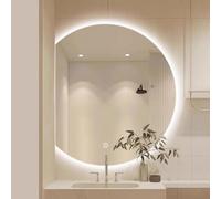 Zhoudong Grand Mezza Luna Specchio a Figura Intera con Luce LED, Dimmerabile Specchio da Bagno da Trucco Intelligente, Anti-Appannamento/Impermeabil(Left cut,100cm/40inch)