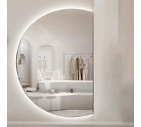 Zhoudong Grand Specchio da Parete Semicerchio a LED Illuminato, Specchio Vanity da Bagno senza Cornice, 3 Colori Dimmerabile, Anti-Appannamento(Left semicircle,130cm)