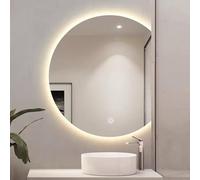 Zhoudong Grande Mezza Luna Specchio da Bagno 3 Colore Regolabile, Semicerchio Specchio da Parete Anti-Appannamento con Illuminazione a LED, Controllo Tattile(Right cut,32"x28")
