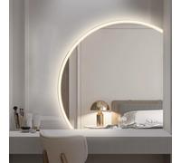 Zhoudong Grande Specchio da Bagno a LED 70/80cm Semicerchio Specchio Vanity Anti Nebbia 3 Temperature di Colore Specchietti da Parete Irregolare 90/100/110cm(Left,80 * 80cm)