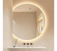 Zhoudong Grande Specchio da Bagno a LED a Mezza Luna, Anti-Appannamento Specchio Retroilluminato da Parete 90/100cm, 3 Colori di Luce Illuminazione, senza Cornice(Left cut,90cm/36inch)