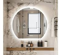 Zhoudong Grande Specchio da Bagno a LED a Mezza Luna, Anti-Appannamento Specchio Retroilluminato da Parete 90/100cm, 3 Colori di Luce Illuminazione, senza Cornice(Under cut,90cm/36inch)