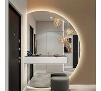 Zhoudong Grande Specchio Moderno Senza Cornice 130CM, Mezza Luna Specchio da Bagno da Parete Dimmerabile, Anti-Appannamento Touch Control 120CM(Right semicircle,28 * 39in)