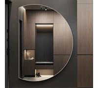 Zhoudong Intelligente Dimmerabile Specchio Decorativo a Parete, Specchio da Bagno Anti-Appannamento Mezza Luna, 130cm Grand Specchio a Figura Intera(Right,70 * 110cm)