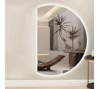 Zhoudong Mezza Luna Specchio Decorativo per Bagno, 100cm Moderno Specchio da Trucco da Parete Antiappannamento, Specchio a Figura Intera Dimmerabile(Right Semicircle,90cm)