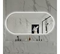 Zhoudong Moderno Ovale Specchio da Bagno con Luce LED, 130cm Specchio Cosmetico da Parete Retroilluminato, 3 Temperature di Colore, Antiappannamento(Horizontal,50 * 80cm)