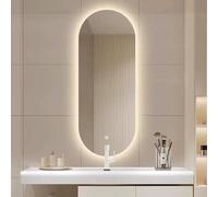 Zhoudong Moderno Ovale Specchio da Bagno con Luce LED, 130cm Specchio Cosmetico da Parete Retroilluminato, 3 Temperature di Colore, Antiappannamento(Vertical,60 * 120cm)