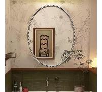 Zhoudong Ovale Barocco Specchio Vintage 55x70cm per Bagno, Tradizionale Chic Specchio Cosmetico 70x85cm, Montaggio a Parete, per Decorazioni Casa(Silver,70x85cm)