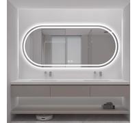 Zhoudong Ovale Specchio Decorativo Bagno con Luce LED, Specchio Vanity Intelligente Moderno, Specchietti da Parete con Anti-Appannamento, 3 Colori Dimmerabile(Horizontal,70x120cm)