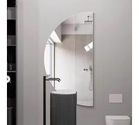 Zhoudong Specchi Decorativi a Mezza Luna Grand con Illuminazione a LED, Specchio da Trucco Anti-Appannamento senza Cornice, Retroilluminato Dimmerabile(Cut right,80x40cm)