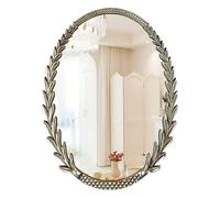 Zhoudong Specchi Decorativi Chic Vintage Ovale, 60×80cm Specchio da Bagno da Parete Barocco Anticato, 3 Colori Dimmerabile, Cornice Oro, per Rasatura Trucco(Silver,No light)