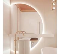 Zhoudong Specchi Decorativi Grand per Bagno, Anti-Appannamento, Semicerchio Illuminato a LED Specchio da Parete da Trucco, 3 Colori Dimmerabile(Leftcut,110x70cm)