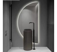 Zhoudong Specchi Decorativi Intelligente Anti-Nebbia per Bagno, Specchio da Parete da Trucco Semicerchio senza Cornice 3 Colori Dimmerabile con Controllo Tattile(Right Cut,120x60cm)