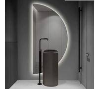 Zhoudong Specchi Decorativi Intelligente Anti-Nebbia per Bagno, Specchio da Parete da Trucco Semicerchio senza Cornice 3 Colori Dimmerabile con Controllo Tattile(Left Cut,80x40cm)