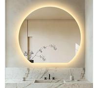Zhoudong Specchiera Bagno da Parete Illuminato LED, a Mezza Luna senza Cornice, Grand Specchio a Figura Intera, Anti-Nebbia, Intelligente Dimmerabile 3 Colori(Under cut,90x100cm)