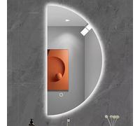 Zhoudong Specchio a Figura Intera Semicerchio con Luce LED, Specchio Vanity Bagno 3 Colori di Retroilluminato con Controllo Tattile, Anti-Appannamento(Right,16 * 32in)