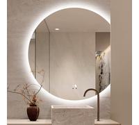Zhoudong Specchio a LED Mezza Luna con Luci a 3 Colori, Specchio Decorativo da Trucco senza Cornice, Anti-Appannamento, per la decorazione della casa(Right cut,60x70cm)