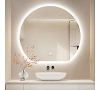 Zhoudong Specchio a LED Mezza Luna con Luci a 3 Colori, Specchio Decorativo da Trucco senza Cornice, Anti-Appannamento, per la decorazione della casa(Under cut,80x90cm)