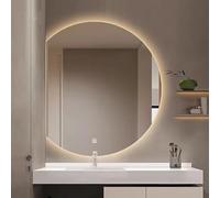 Zhoudong Specchio a LED Mezza Luna con Luci a 3 Colori, Specchio Decorativo da Trucco senza Cornice, Anti-Appannamento, per la decorazione della casa(Left cut,70x80cm)