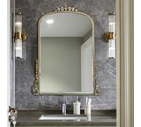 Zhoudong Specchio Antico da Parrucchiere, Specchio Arco Vintage Decorativi Barocco, Cornice PU Oro/Argento, per Toletta, Soggiorno, Ingresso(Silver,60x80cm)