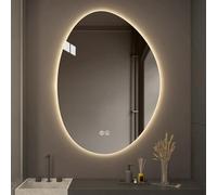 Zhoudong Specchio Cosmetico LED da Parete Asimmetrico, Specchio Antiappannamento Moderno per Bagno, a Forma di Goccia d'Acqua, 3 Colori Disponibili(70 * 90cm(28 * 36in))