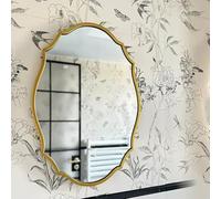 Zhoudong Specchio da Bagno a LED Anti-Nebbia, Specchio Vanity Ovale Vintage, Cornice in Oro/Nero, 3 Colori di Luce Regolabile, per Soggiorno Camera da Letto Ingresso(Gold,50x70cm)