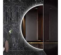 Zhoudong Specchio da Bagno a LED con Anti-Appannamento, Intelligente Specchio da Parete Semicerchio, 3 Colori Dimmerabile, per Doccia Rasatura Trucco(Cut right,100cm)