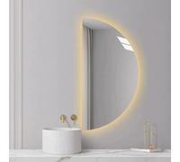 Zhoudong Specchio da Bagno a LED Illuminato Anti-Appannamento, Specchio a Figura Intera a Mezza Luna senza Cornice, Temperatura di 3 Colore Regolabile(Left Cut,80cm)