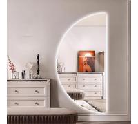 Zhoudong Specchio da Bagno a LED Intelligente Semicerchio, Specchio Cosmetico 3 Colori Illuminato Dimmerabile, Moderno Anti-Appannamento con Controllo Tattile(Cut right,20"x40")