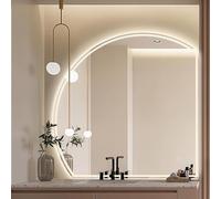 Zhoudong Specchio da Bagno a LED Mezza Luna, Specchio da Parete Dimmerabile con 3 Colori di Luce, Specchio Decorativo Anti-Appannamento Moderno(Cut right,100cm/40in)