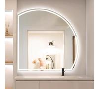 Zhoudong Specchio da Bagno a LED Mezza Luna, Specchio da Parete Dimmerabile con 3 Colori di Luce, Specchio Decorativo Anti-Appannamento Moderno(Cut left,100cm/40in)