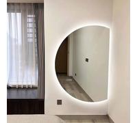 Zhoudong Specchio da Bagno a LED, Semicerchio Specchietti da Parete con Dimmerabile, Anti Nebbia, 70×110cm Mezza Luna Specchio a Figura Intera(Right cut,90cm)