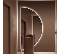 Zhoudong Specchio da Bagno Anti-Appannamento, Specchio Cosmetico Semicerchio con Retroilluminato 3 Colori di Luce, senza Cornice, per Toletta Soggiorno(Cut left,48x24in)