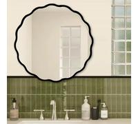 Zhoudong Specchio da Bagno Chic Elegante Retro, 65/80cm Specchio Vanity Tradizionale Ornato Anticato, per Decorazioni Casa, Doccia, Trucco(Black,80x80cm)