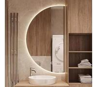 Zhoudong Specchio da Bagno Illuminato a LED, Specchio a Figura Intera Retroilluminato senza Cornice, Dimmerabile Anti-Appannamento, Mezza Luna(Right cut,100cm)