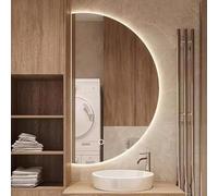 Zhoudong Specchio da Bagno Illuminato a LED, Specchio a Figura Intera Retroilluminato senza Cornice, Dimmerabile Anti-Appannamento, Mezza Luna(Left cut,80cm)