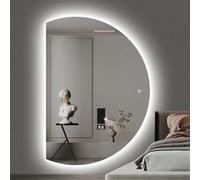 Zhoudong Specchio da Bagno Illuminato Led con Dimmerabile, 100 CM Specchio da Trucco Decorativo, Intelligente Anti-Appannamento, Semicerchio(Left cut,39inch)