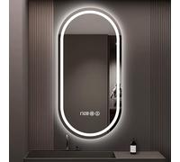 Zhoudong Specchio da Bagno Ovale a LED, Specchio Cosmetico da Parete Antiappannamento, Dimmerabile a 3 Colori, Grande Specchio Decorativo Intelligente(36x24inch)